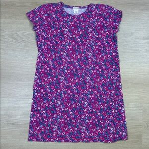 Crewcuts Pink and Blue Floral Front Chest Pocket T-Shirt 100% Cotton Dress 8/9